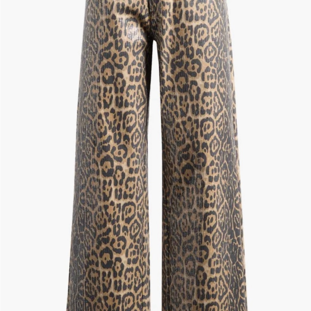 Leopard Sequin Wide Leg Jeans